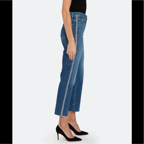 J Brand Jules Rhinestone Tuxedo Stripe Straight Leg Jeans in Urbanite Sz 26 - Picture 1 of 6
